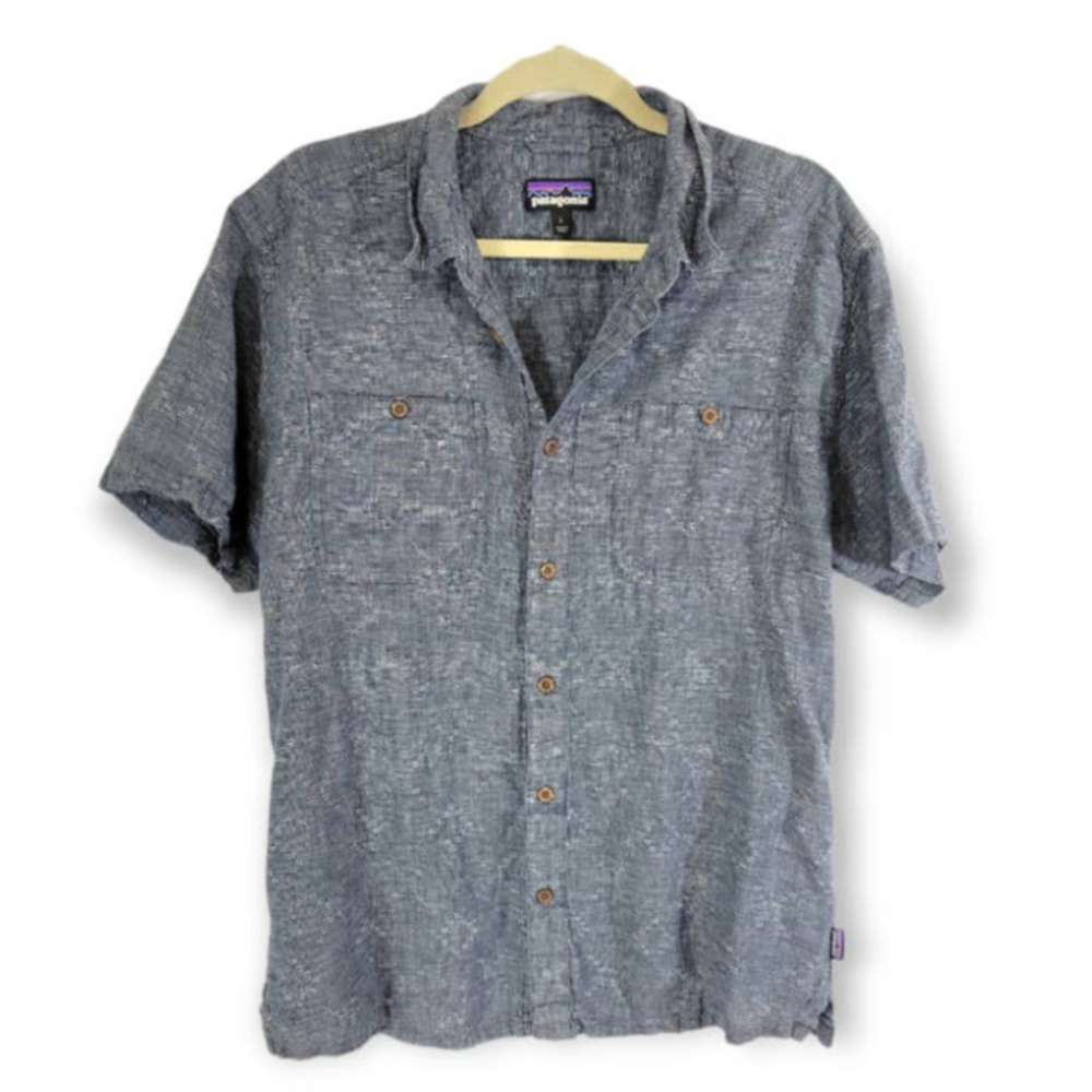 Patagonia Mens Hemp & Organic Cotton collared button down shirt